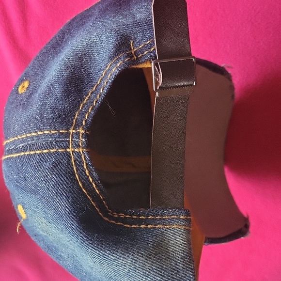 Bling denim ball cap Fleur de lis Mardi Gras colors - Picture 7 of 7